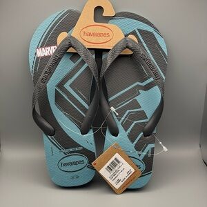 Havaianas Marvel Blue and Grey Flip Flops size 11/12, new.
